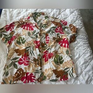Alfred Dunner Leaf Print Rayon Shirt